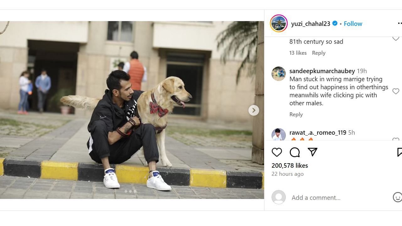 युजवेंद्र चहल के पोस्ट पर फैन ने किया कमेंट (photo credit: instagram/yuzi_chahal23)